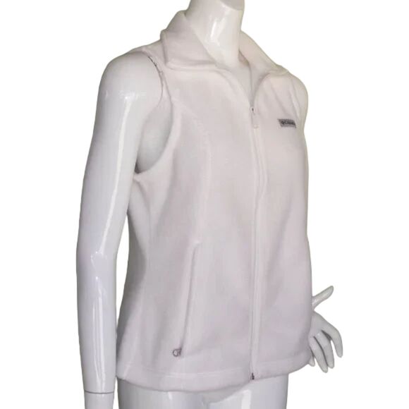COLUMBIA Fleece Vest, M, White, Sleeveless, Zipper front, Pockets - Picture 3 of 11